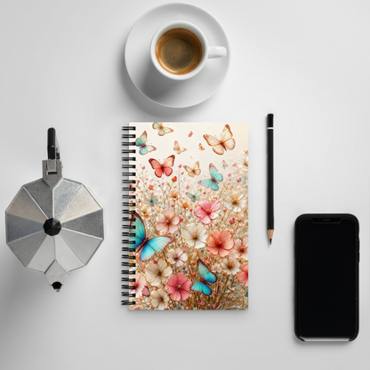 Bloom & Become Butterfly Floral Dotted Spiral Notebook