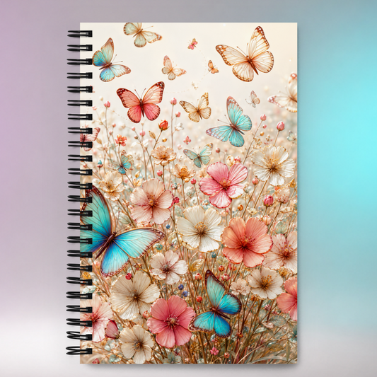 Bloom & Become Butterfly Floral Dotted Spiral Notebook